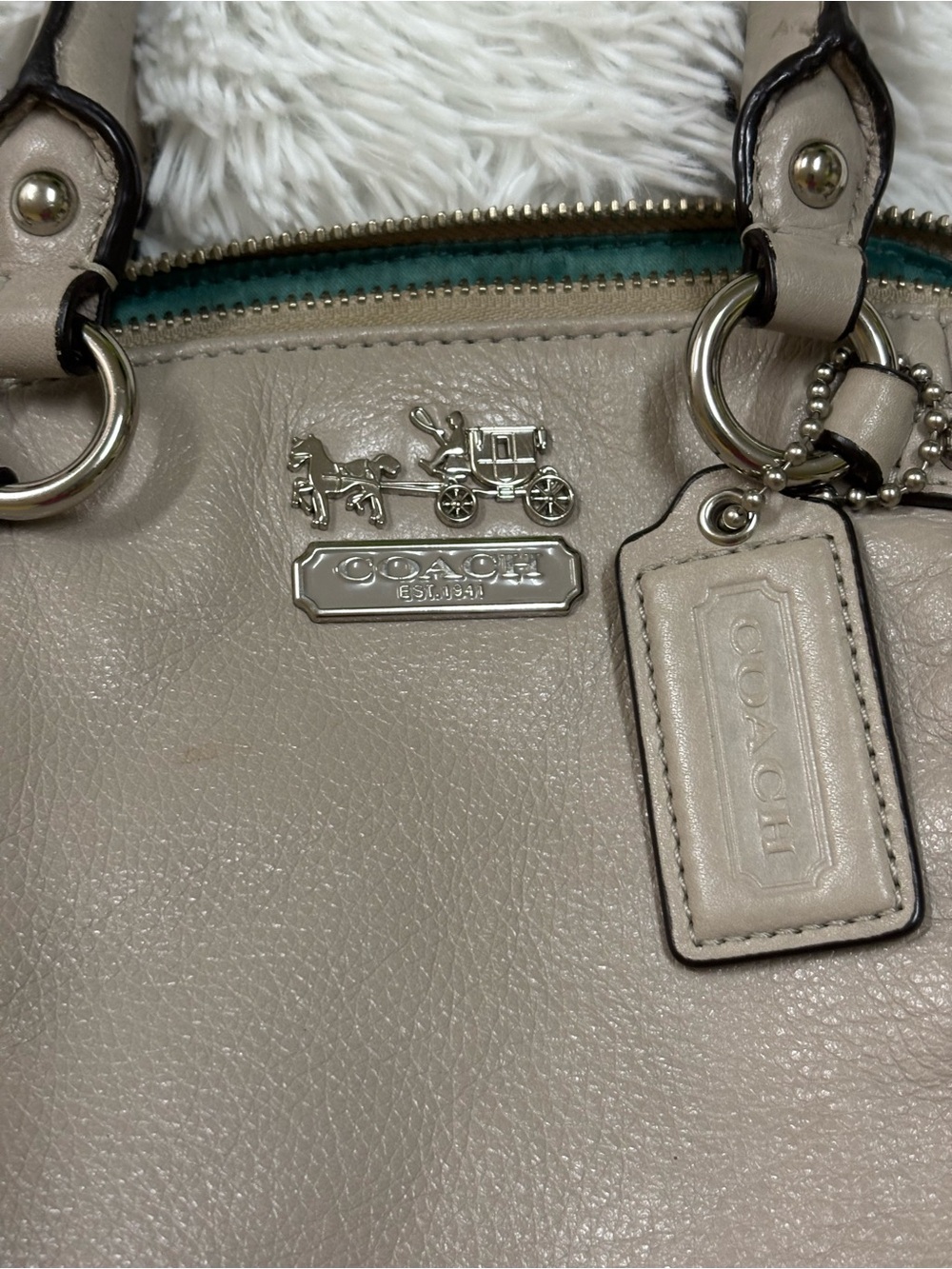 Coach Leather Satchel in Light Taupe with Gold Hardware - Picture 2 of 15
